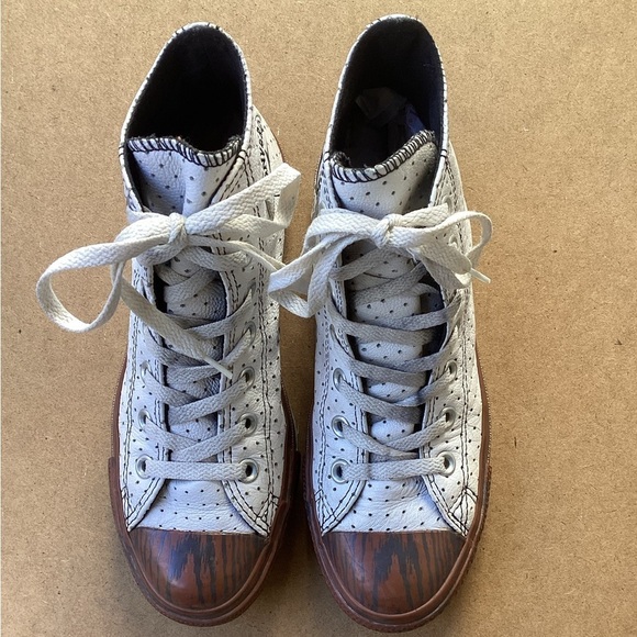 Converse Other - Converse white and brown casual high top dots and faux wood souls, size 5